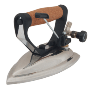 Plancha industrial de todo vapor modelo ACT850 con mango ergonómico y conexiones traseras para mangueras.