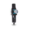 Unidad combinada de filtro y regulador de aire Wilkerson color negro con manómetro y vaso protector.