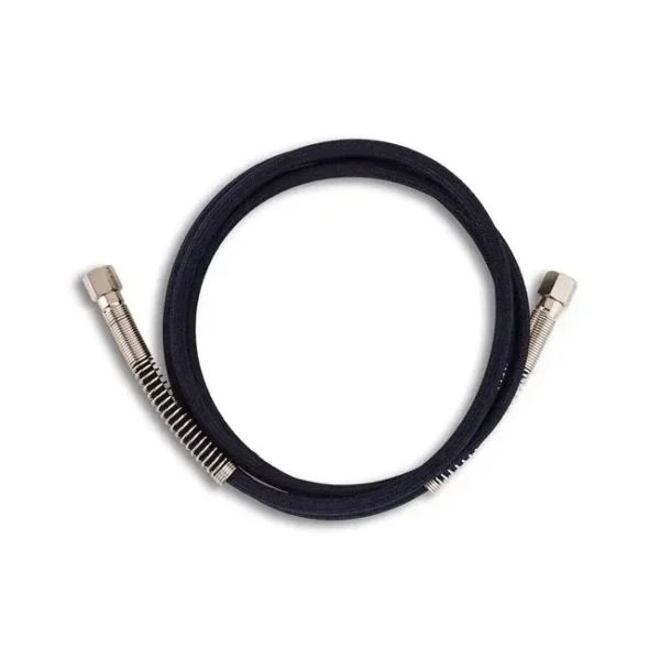 tef2-1-main-tefsh Manguera negra flexible para plancha de vapor de 7 pies con extremos de resorte de latón.